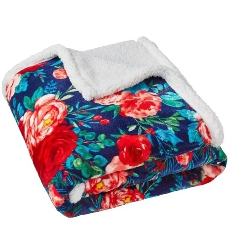 The Pioneer Woman Velvet Plush Throw‎ Blanket Cozy Warm Floral New
